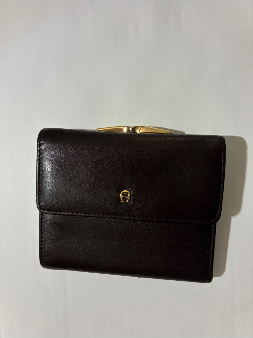 Etienne Aigner vintage Dark Brown Leather Wallet with Gold Hardware